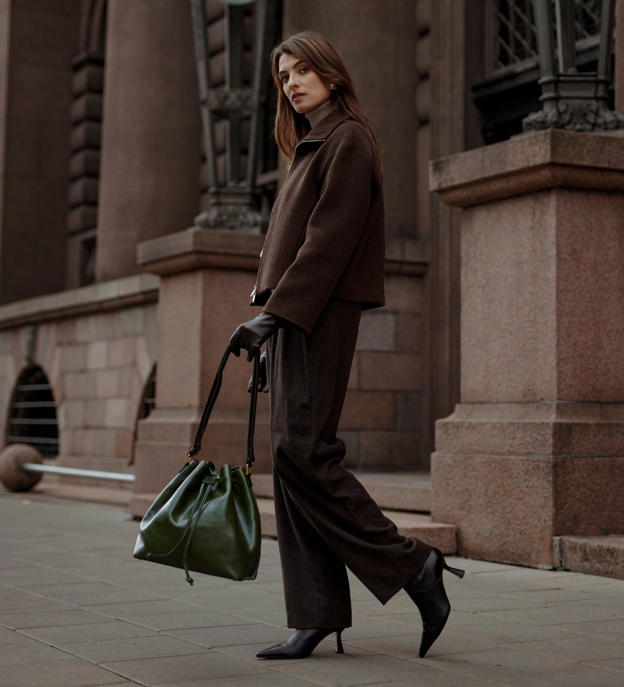 Leather Bucket Bag for Women