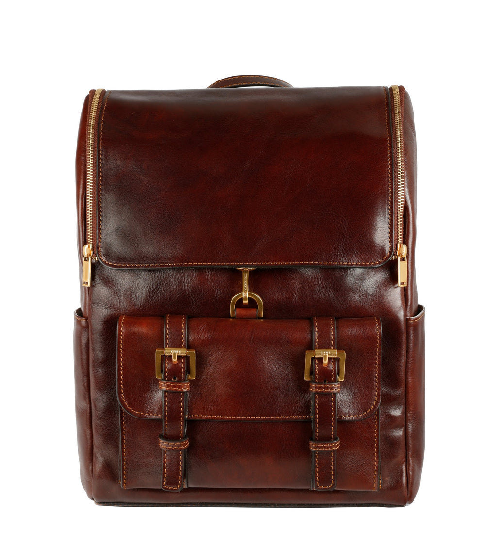 Women’s Full-Grain Leather Backpack – Tall Flap