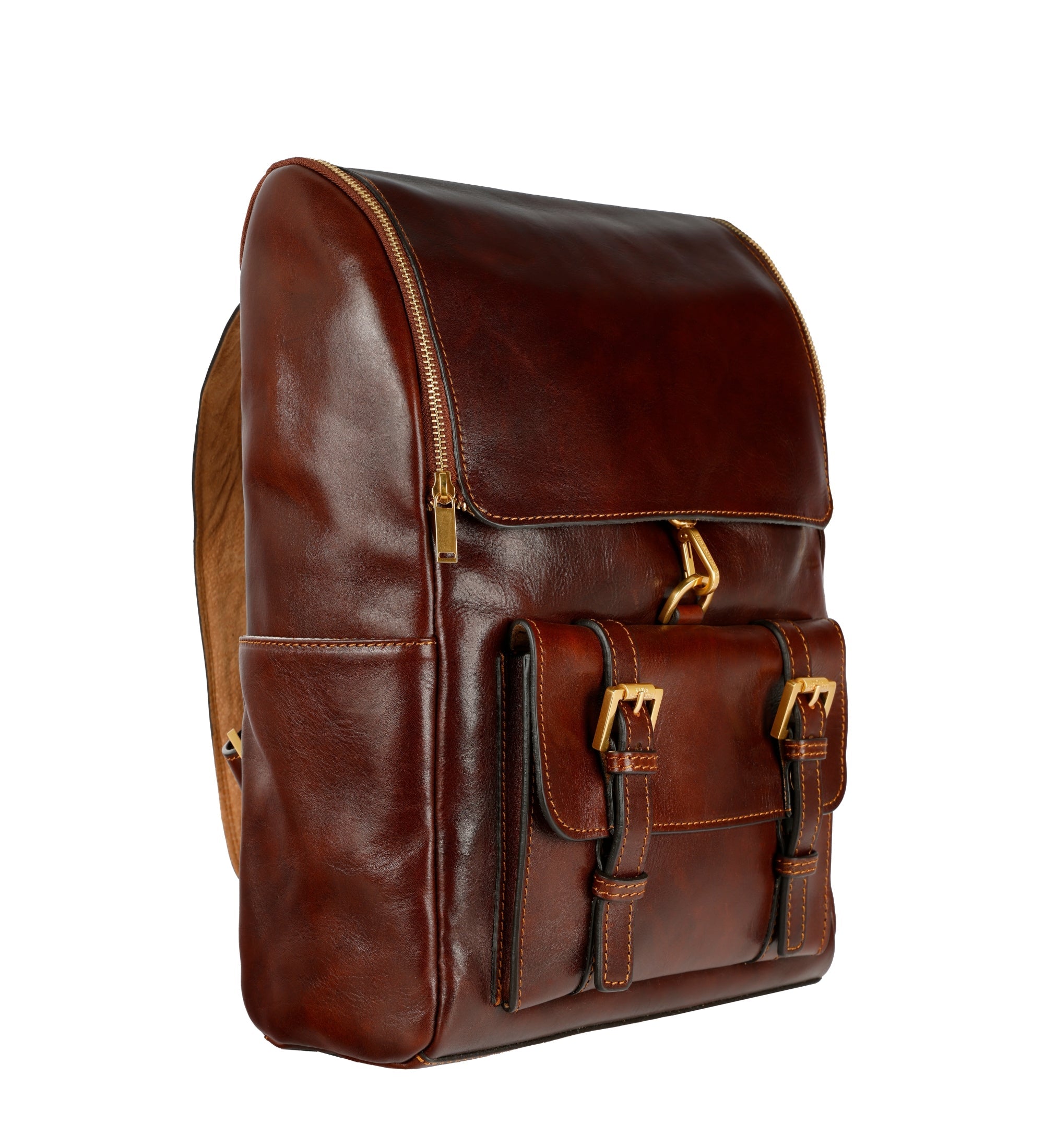 Women’s Full-Grain Leather Backpack – Tall Flap