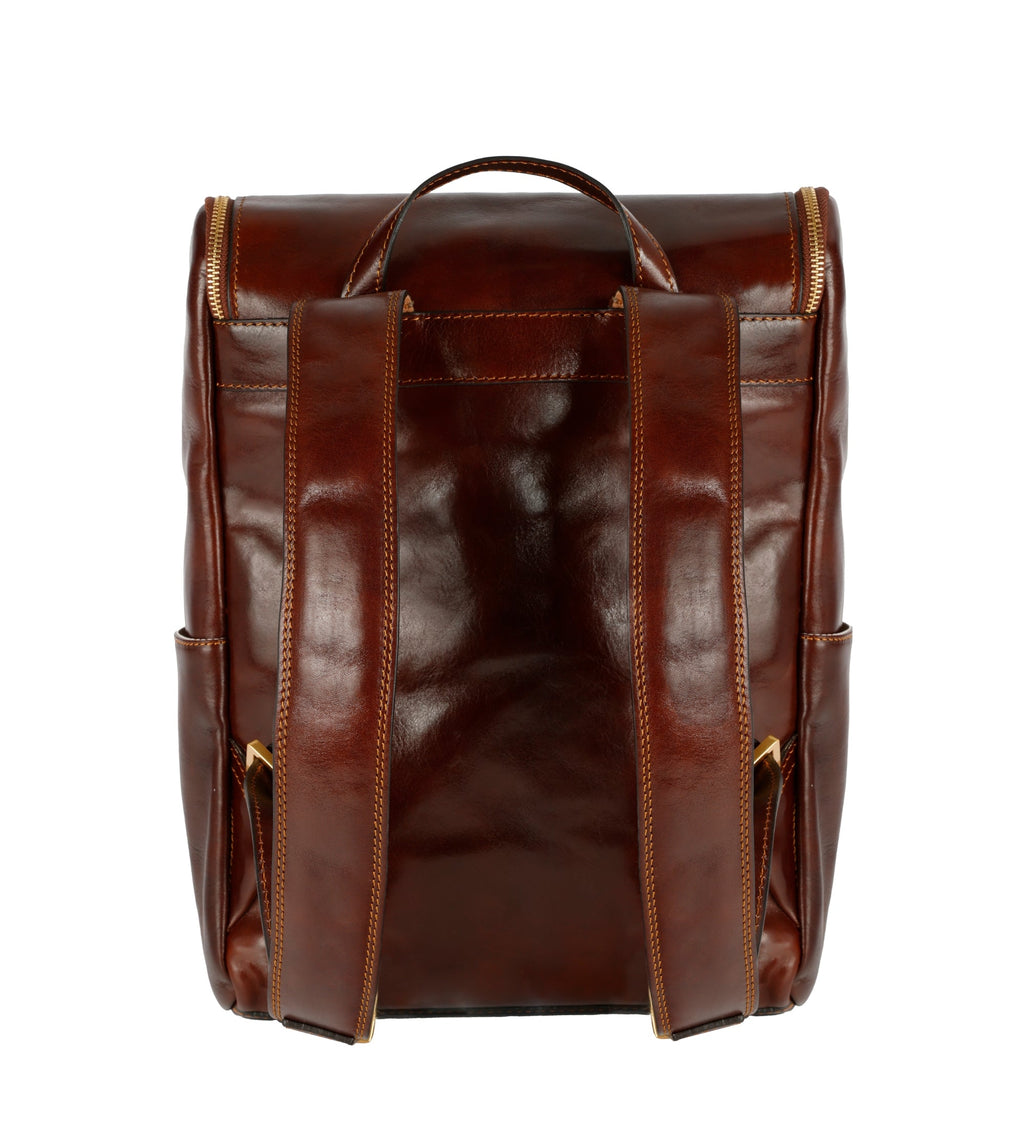 Women’s Full-Grain Leather Backpack – Tall Flap