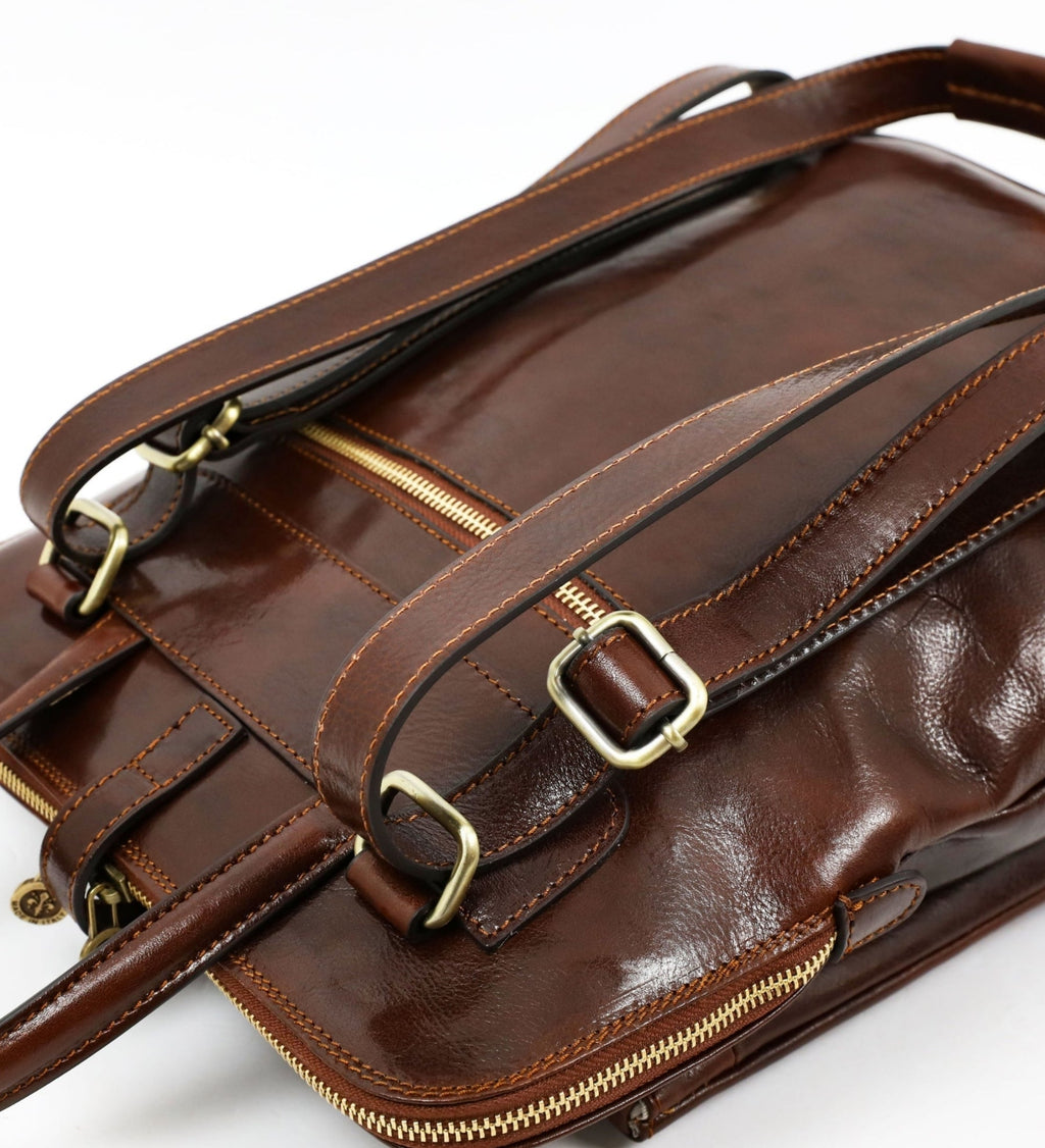 Women’s Leather Briefcase Laptop Bag (Black)