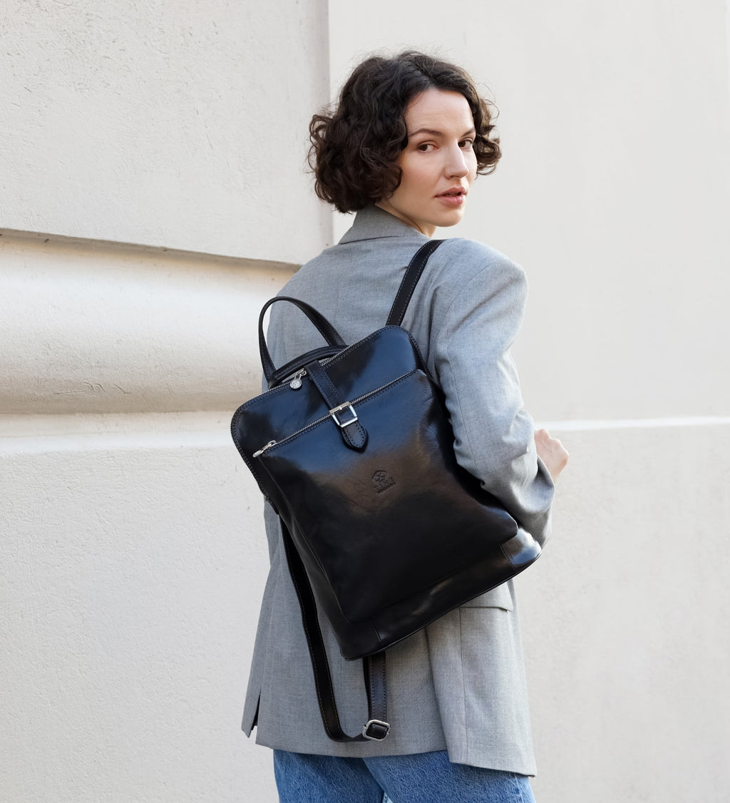 Women’s Leather Briefcase Laptop Bag (Black)