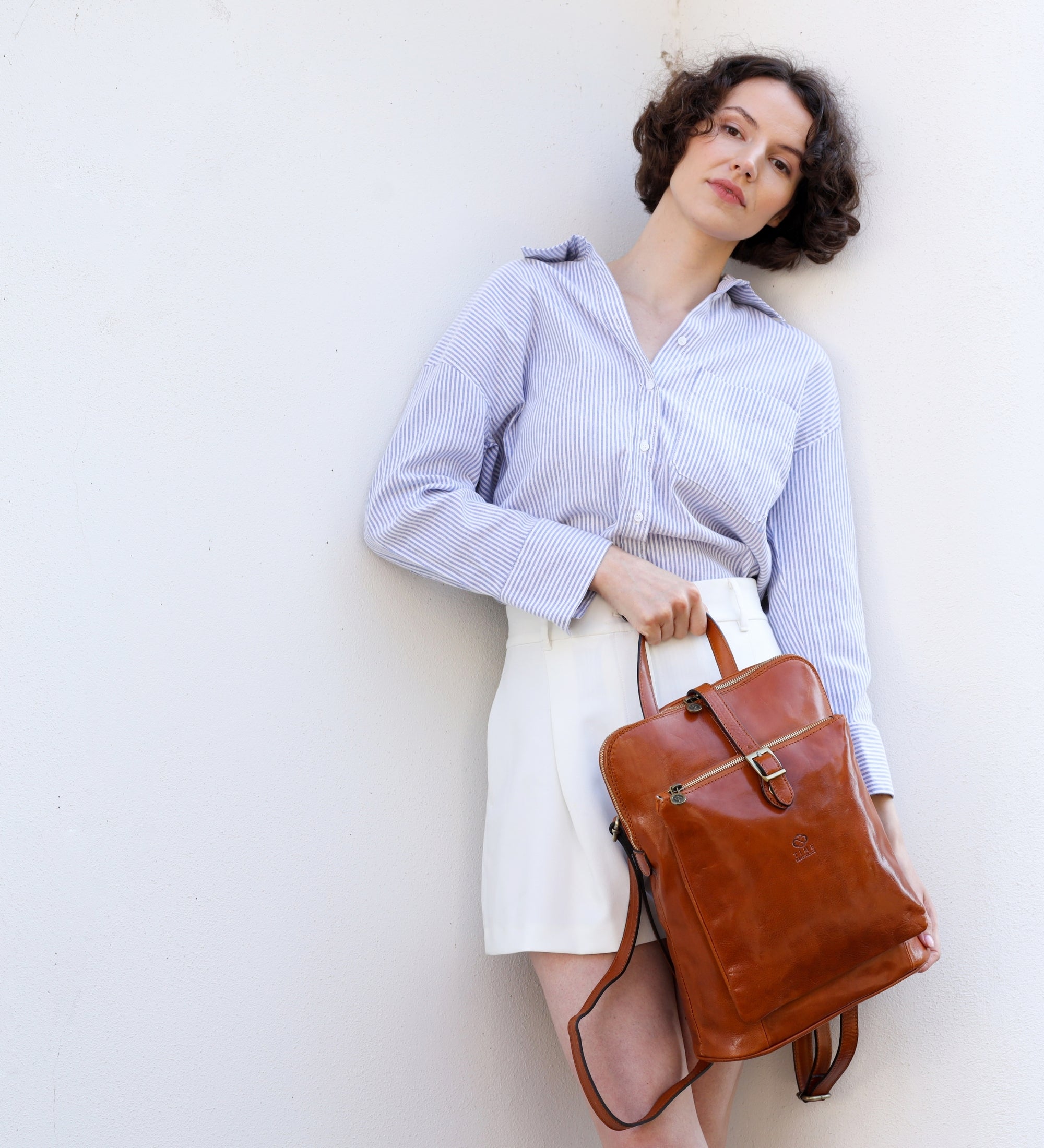Women’s Leather Briefcase Laptop Bag (Black)