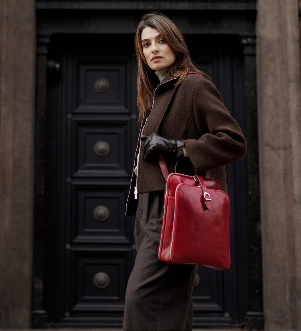 Women’s Convertible Leather Backpack Shoulder Bag